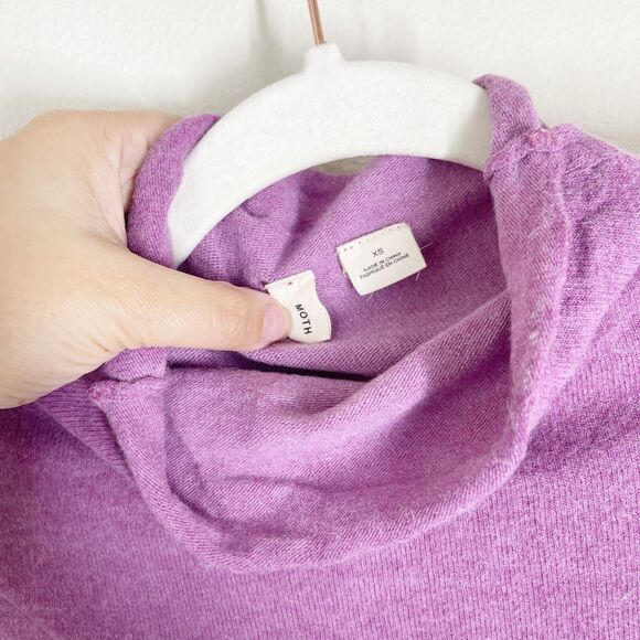 Anthropologie Moth Dolman Slouch Mock Neck Sweater Size XS Mauve Pink Alpaca - Picture 6 of 13